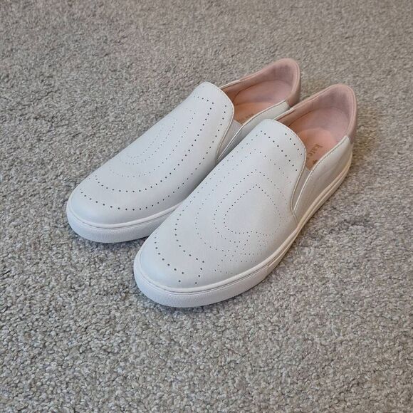 KATE SPADE Azores Slip-On Leather Sneakers Size 7.5 White - Picture 1 of 6